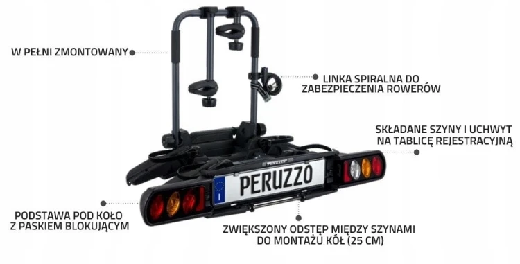 Platforma Rowerowa Na 2 Rowery Na Hak Peruzzo Parma + Gp Box 340L Peruzzo